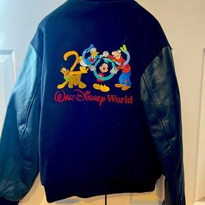 Walt Disney World 2000 Black Leather/Wool Varsity Jacket